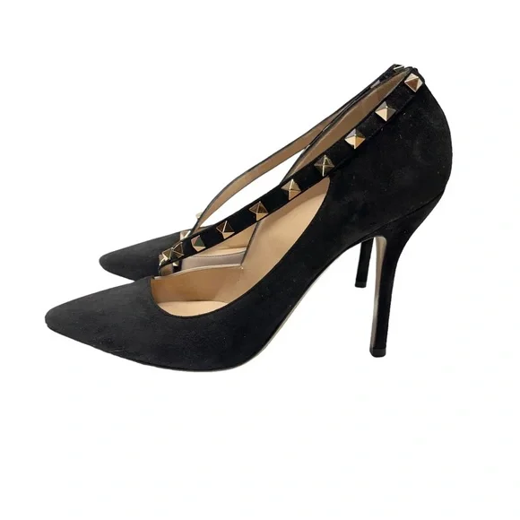 Valentino Garavani Asymmetric Suede Rockstud d'Orsay Pumps Heels Size 40 - Picture 4 of 12